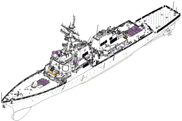 Збірна модель 1/200 ракетний есмінець типу «Берк» USS Curtis Wilbur DDG-54 I Love Kit 62007