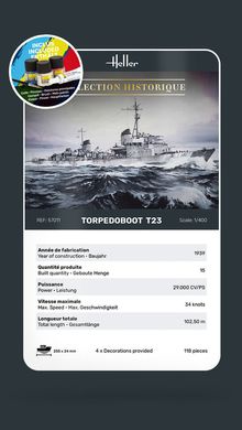 Збірна модель 1/400 торпедний катер Torpedoboot T23 Стартовий набір Heller 57011