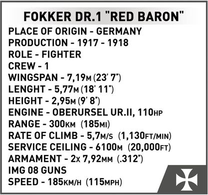 Навчальний конструктор 1/32 німецький літак Червоний Барон Fokker Dr.1 СОВI 2986
