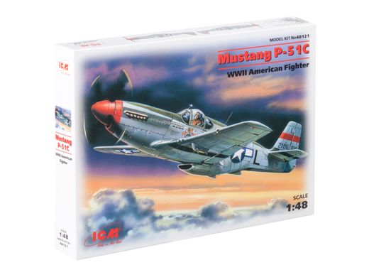 Assembled model 1/48 plane Mustang R-51C, American fighter of World War 2 ICM 48121