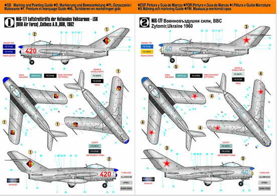 Assembled model 1/48 aircraft MiG-17PF Radar Fresco MisterCraft F-03