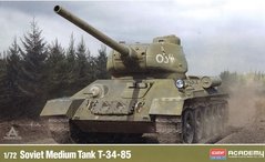 Assembled model 1/72 tank Soviet Medium Tank T-34-85 Academy 13421