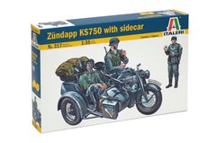 Сборная модель 1/35 мотоцикла Zundapp KS750 с коляской Italeri 0317