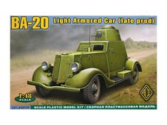 Prefab model 1/48 light armored car Ba-20M late conical turret ACE 48109