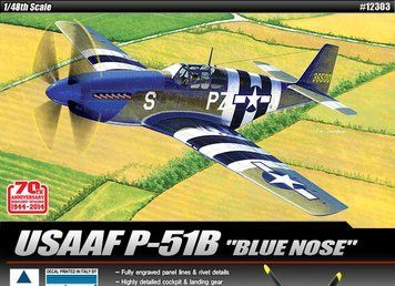 Збірна модель 1:48 літак USAAF P-51B [Blue Nose] Academy 12303