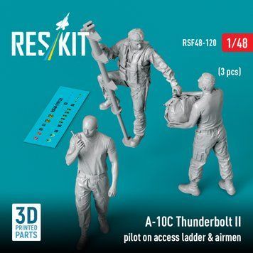 Фигурки в масштабе 1:48: пилот и технический персонал A-10C Thunderbolt II (3 шт.) (3D-печать) Reskit RSF48-0120
