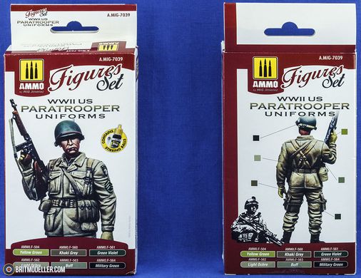 Набір акрилових фарб для уніформи десантників США Другої світової війни WWII US Paratrooper Uniforms Paint Set Ammo Mig 7039