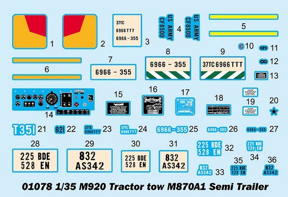 Збірна модель автомобіль 1/34 M920 Tractor tow M870A1 Semi Trailer Trumpeter 01078