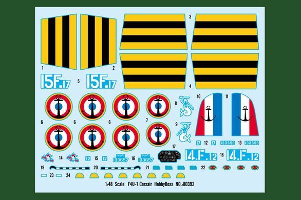 Assembled model 1:48 aircraft F4U-7 Corsair French Navy HobbyBoss 80392