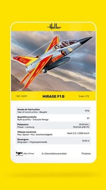 Збірна модель 1/72 літак Mirage F1 B Heller 30319