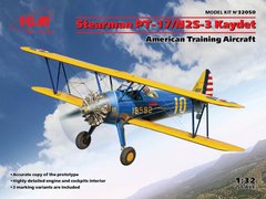 Збірна модель 1/32 літак Stearman PT-17/N2S-3 Kaydet , Американський учбовий літак ICM 32050