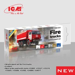 Set of acrylic paints for fire trucks ICM 3031