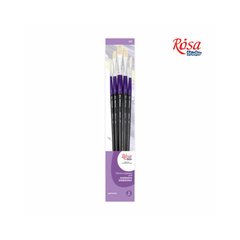 Set of brushes 13, flat bristles, 5 pcs (#1,2,4,6,8), dr., ROSA Studio