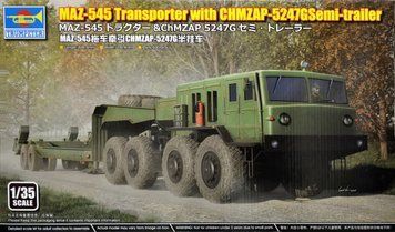 Prefab model 1/35 cargo transporter MAZ-545 with semi-trailer ChMZAP-5247G Trumpeter 01089
