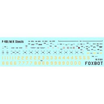 Декаль 1:72 технічні написи на P-40E/M/K Foxbot 72-011