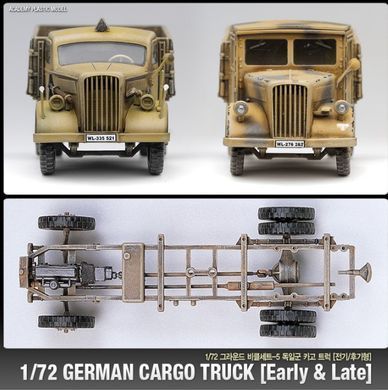 Assembly model 1:72 truck GERMAN CARGO TRUCK (Early & Late) Academy 13404
