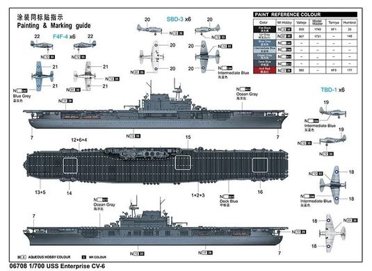 Збірна модель 1/700 американський авіаносець Ентерпрайз USS Enterprise CV-6 Trumpeter 06708