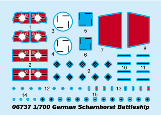 Сборная модель 1/700 Военный корабль German Battleship Scharnhorst Trumpeter 06737