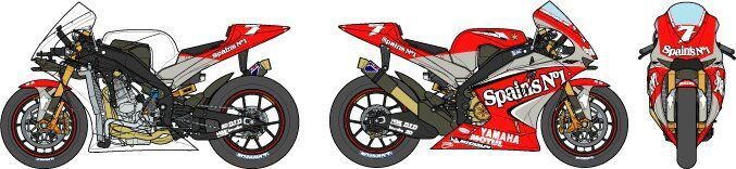 Сборная модель 1:12 спортивный мотоцикл Yamaha YZR-M1'04 No.7/No.33 Tamiya 14100