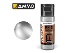 Acrylic paint ATOM METALLIC Silver Ammo Mig 20164