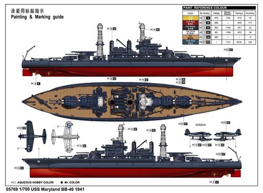 Збірна модель 1/700 лінкор USS Maryland BB-46 1941 Trumpeter 05769