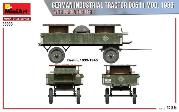 Збірна модель 1/35 Німецький промисловий ТРАКТОР D8511 мод. 1936 з вантажним причепом MiniArt 38033