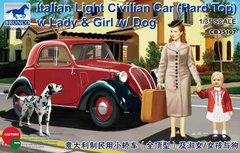 Сборная модель 1/35 италийский легкий гражданский автомобиль (с жестким верхом) с женщиной, девушкой и собакой Bronco CB35167