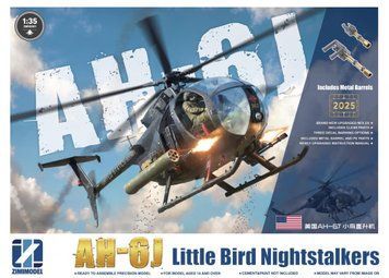 Збірна модель 1:35 гелікоптер AH-6 J Little Bird Nightstalkers with Metal Barrels Zimi Model 50001