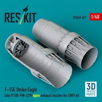 Large-scale 1:48 model of the late-model F-15E Strike Eagle's exposed exhaust nozzles (F100-PW-229) for the GWH (3D-printed) Reskit RSU48-0627 kit