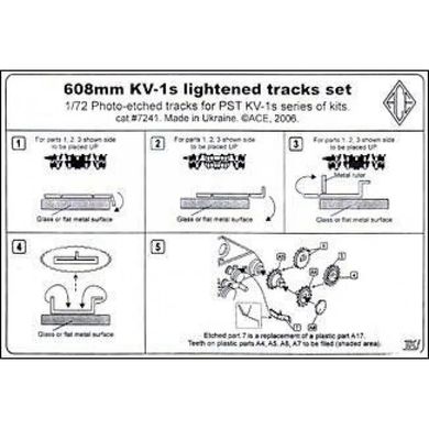 Photographic etching of 1/72nd track for the prefabricated model of the KV-1S tank (608 mm) ACE PE7241, In stock