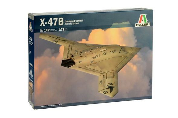 Assembled model 1/72 unmanned aerial vehicle (UCAV) X-47B Northrop Grumman Italeri 1421