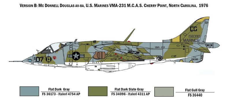 Сборная модель 1/72 истребитель AV-8A Harrier Italeri 1410