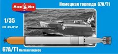 Assembled model 1/35 German torpedo G7A/T1 Mikromir 35-012