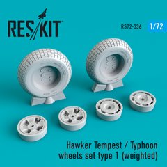 Масштабная модель Комплект колес Hawker Tempest/Typhoon, тип 1 (груженный) (1/72) Reskit RS72-0336, Нет в наличии