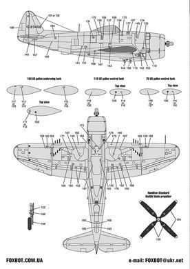 Декаль 1:48 для Republic P-47 Thunderbolt - Stencils Foxbot 48-102