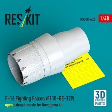 Масштабна модель 1:48 відкрите вихлопне сопло F-16 Fighting Falcon (F110-GE-129) для набору Hasegawa Reskit RSU48-0632