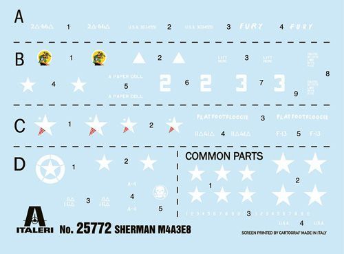 Збірна модель 1/56 танк M4A3E8 Sherman Fury Italeri 25772