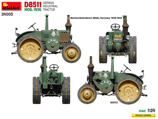 Сборная модель 1/24 германский промышленный трактор D8511 Mod. 1936 год MiniArt 24005