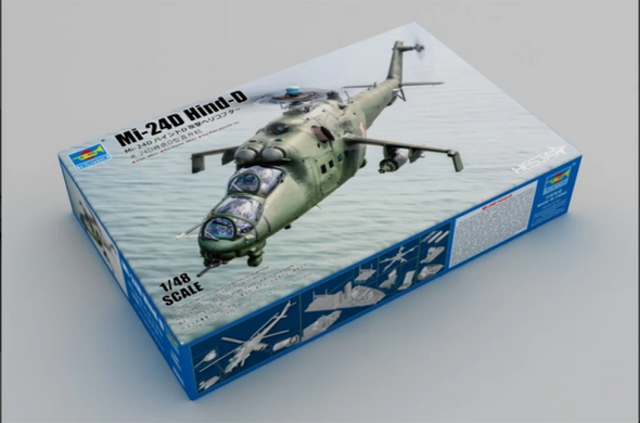 Сборная модель 1/48 вооруженный вертолет Ми-24Д helicopter Mi-24D Hind-D Trumpeter