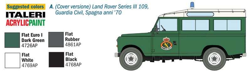 Збірна модель 1/35 позашляховик Land Rover Series III 109 "Guardia Civil" Italeri 6542